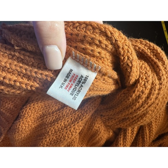 Boohoo burnt‎ orange Wrap Knitted Sweater 14 fall open knit festival pumpkin - Picture 6 of 7